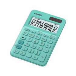 Piccola calcolatrice da tavolo Casio MS-20UC - Schermo LCD a 12 cifre - Alimentazione solare e a batteria - Colore verde