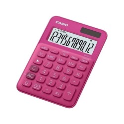 Casio MS-20UC Calculadora de Sobremesa Pequeña - Pantalla LCD de 12 Digitos - Alimentacion Solar y Pilas - Color Rosa Fucsia