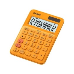 Piccola calcolatrice da tavolo Casio MS-20UC - Schermo LCD a 12 cifre - Alimentazione solare e a batteria - Colore arancione
