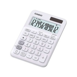 Casio MS-20UC Calculadora de Sobremesa Pequeña - Pantalla LCD de 12 Digitos - Alimentacion Solar y Pilas - Color Blanco