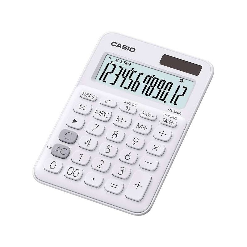 Casio MS-20UC Calculadora de Sobremesa Pequeña - Pantalla LCD de 12 Digitos - Alimentacion Solar y Pilas - Color Blanco Casio MS-20UC Calculadora de Sobremesa Pequeña - Pantalla LCD de 12 Digitos - Alimentacion Solar y Pilas - Color Blanco