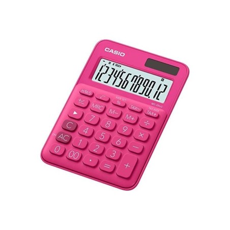 Calcolatrice da tavolo Casio MS-7UC - Tasto doppio zero - Schermo LCD a 10 cifre - Solare e batterie - Colore rosso