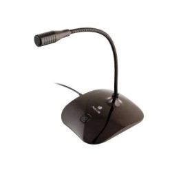 Microfono da tavolo omnidirezionale NGS MS115 - Regolabile - Pulsante Mute - Cavo da 1,50 m - Jack da 3,5 mm - Colore nero