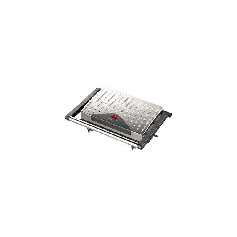 Muvip Sandwich Maker Grill Inox 750W - Piastra Superiore Inclinabile - Pressione Uniforme - Maniglia a Freddo Muvip Sandwich Maker Grill Inox 750W - Piastra Superiore Inclinabile - Pressione Uniforme - Maniglia a Freddo