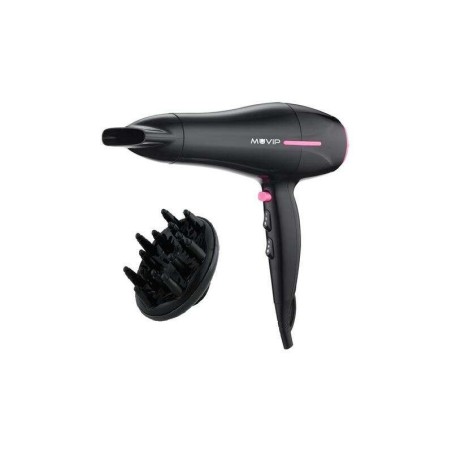 Asciugacapelli Muvip 2200W - Motore DC - 2 Velocità e 3 Temperature - Tasto Aria Fredda - Gancio per Appendere