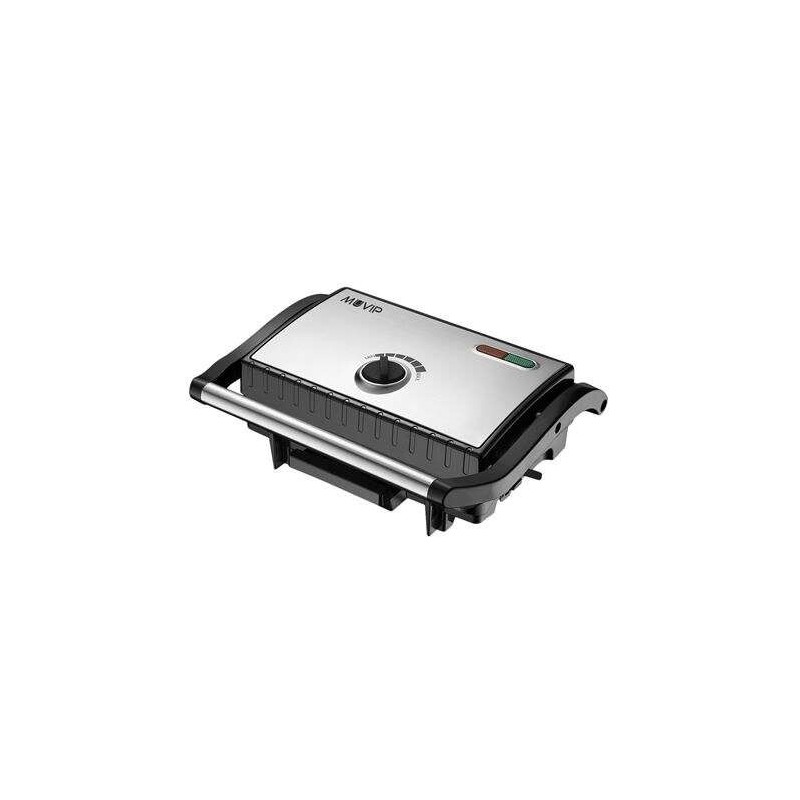 Muvip Piastra liscia per sandwich in acciaio inossidabile 1500 W - Temperatura regolabile - Piastra superiore inclinabile - Pres Muvip Piastra liscia per sandwich in acciaio inossidabile 1500 W - Temperatura regolabile - Piastra superiore inclinabile - Pres