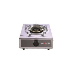 Fornello a Gas in Acciaio Inox a 1 Fuoco Muvip Serie Strong - Accensione Piezoelettrica - Bruciatore in Ghisa Estraibile