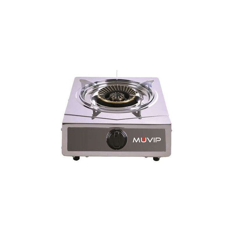Muvip Serie Strong Cocina de Gas Inox 1 Fuego - Encendido Piezoelectrico - Quemador de Hierro Fundido Desmontable