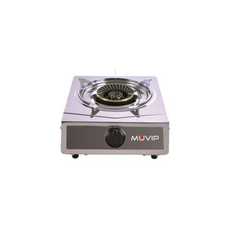 Muvip Serie Strong Cocina de Gas Inox 1 Fuego - Encendido Piezoelectrico - Quemador de Hierro Fundido Desmontable