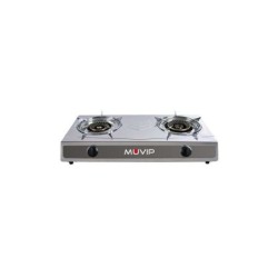 Muvip Serie Strong Cocina de Gas Inox 2 Fuegos - Encendido Piezoelectrico - Quemador de Hierro Fundido Desmontable