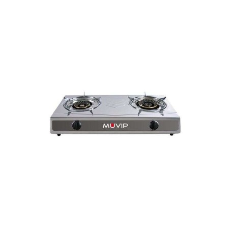 Muvip Serie Strong Cocina de Gas Inox 2 Fuegos - Encendido Piezoelectrico - Quemador de Hierro Fundido Desmontable