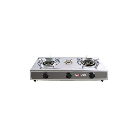 Muvip Serie Strong Cocina de Gas Inox 3 Fuegos - Encendido Piezoelectrico - Quemador de Hierro Fundido Desmontable