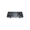 Muvip Cocina de Gas Inox 2 Fuegos - Cristal Templado - Encendido Piezoelectrico - Quemador de Hierro Fundido Desmontable