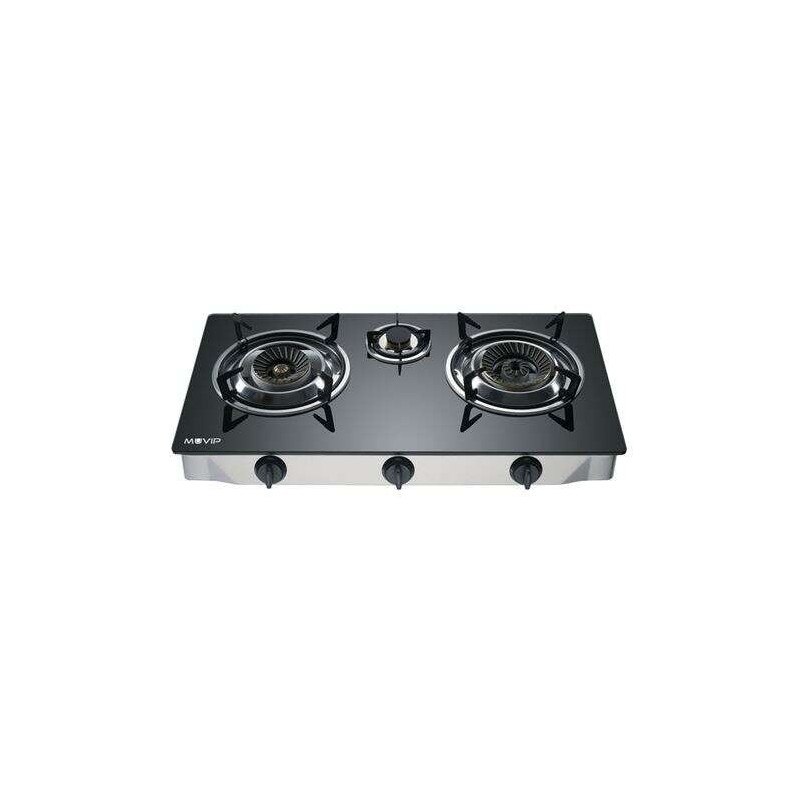 Muvip Cocina de Gas Inox 3 Fuegos - Cristal Templado - Encendido Piezoelectrico - Quemador de Hierro Fundido Desmontable Muvip Cocina de Gas Inox 3 Fuegos - Cristal Templado - Encendido Piezoelectrico - Quemador de Hierro Fundido Desmontable
