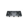 Muvip Cocina de Gas Inox 3 Fuegos - Cristal Templado - Encendido Piezoelectrico - Quemador de Hierro Fundido Desmontable