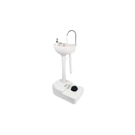 Muvip Lavabo Portatil con Deposito de 17L - Deposito de Jabon 3L - Bomba de Pie con Fuelle - Incorpora Colgador para Toalla