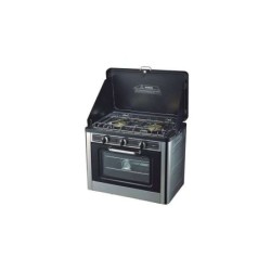 Muvip Fornello da Campeggio in Acciaio Inox 2 Fuochi e Forno - Fornello Smaltato Antiaderente - Colore Silver