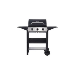 Muvip Barbacoa Gas 3 Fuegos - 1209x586x1076mm - Rejillas esmaltadas, bandejas laterales, termometro en tapa - Color Negro