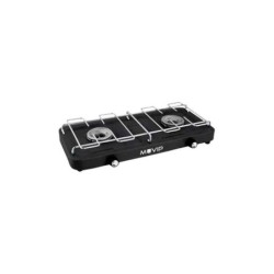 Muvip Cocina de Gas 2 Fuegos con Parrilla Desmontable - Base Antideslizante - Color Negro