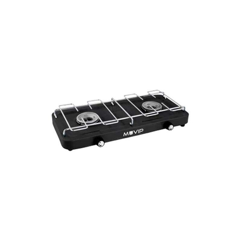 Fornello a Gas Muvip 2 Fuochi con Griglia Removibile - Base Antiscivolo - Colore Nero Fornello a Gas Muvip 2 Fuochi con Griglia Removibile - Base Antiscivolo - Colore Nero
