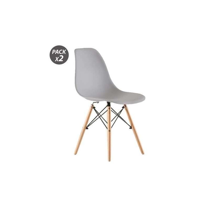 Muvip Pack 2 Sedie Design D100 - Gambe in Legno Massello - Colore Grigio Muvip Pack 2 Sedie Design D100 - Gambe in Legno Massello - Colore Grigio