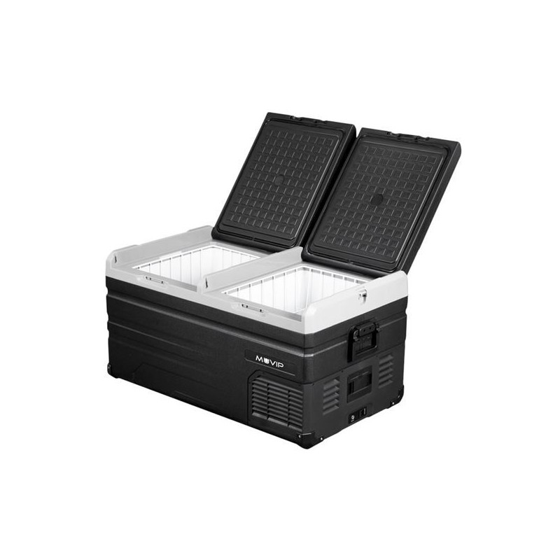 Muvip Nevera Portatil con Compresor LG 90 Litros Doble Zona - Doble Puerta - Compresor Silencioso - Color Negro