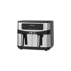Muvip Freidora Aire Caliente Doble 9 Litros 2600W Pantalla Tactil - 12 Programas de Coccion - Color Gris
