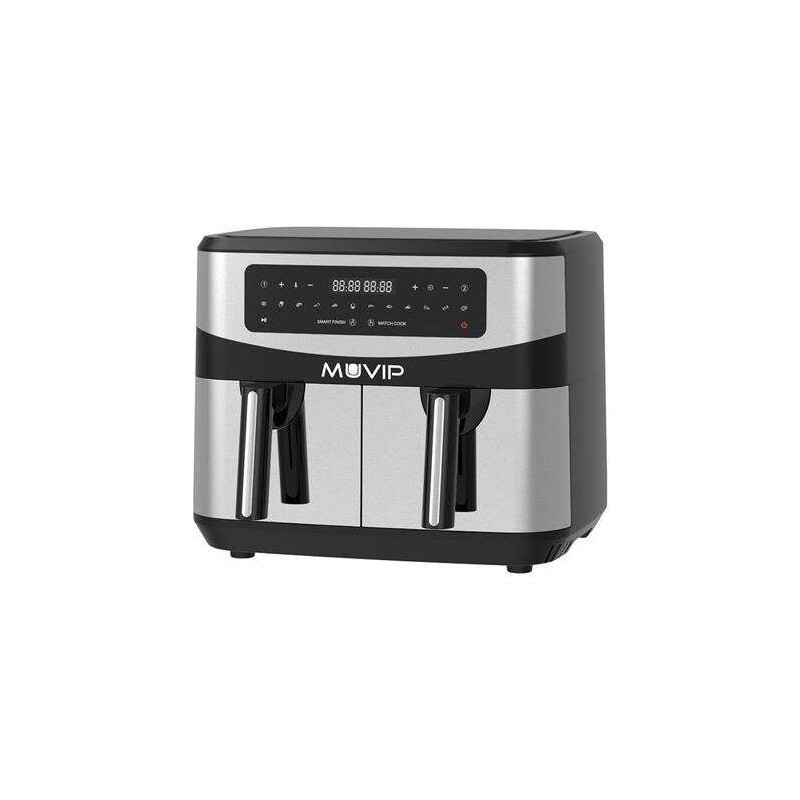 Muvip Doppia Friggitrice ad Aria Calda 9 Litri 2600W Touch Screen - 12 Programmi di Cottura - Colore Grigio Muvip Doppia Friggitrice ad Aria Calda 9 Litri 2600W Touch Screen - 12 Programmi di Cottura - Colore Grigio
