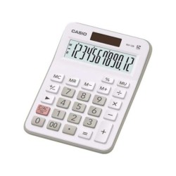 Casio MX-12B Calculadora de Escritorio Pequeña - Pantalla LCD de 12 Digitos - Solar y Pilas - Color Blanco