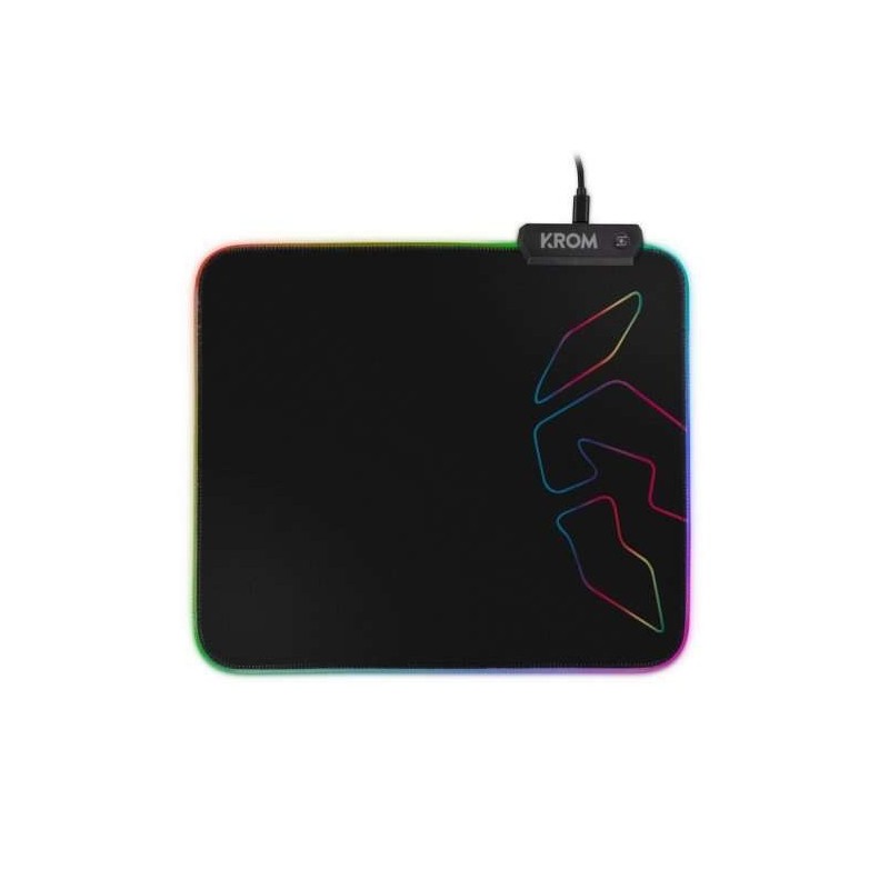 Tappetino da gaming Krom Knout RGB - Illuminazione RGB - Superficie in microfibra - Base in gomma - 32x27x0,3 cm - Colore nero Tappetino da gaming Krom Knout RGB - Illuminazione RGB - Superficie in microfibra - Base in gomma - 32x27x0,3 cm - Colore nero