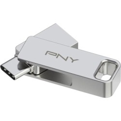 Memoria PNY Duo Link USB-A/USB-C da 128 GB - Clip portachiavi - Colore argento (Pendrive)