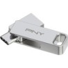 Memoria PNY Duo Link USB-A/USB-C da 64 GB - Clip portachiavi - Colore argento (Pendrive)