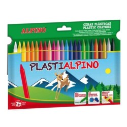 Alpino Confezione da 24 Pastelli PlastiAlpino per Bambini - Materiale Resistente e Antimacchia - Colori Brillanti - Colori Assor