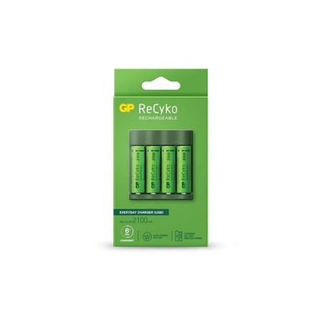 GP ReCyko B421 Pack de Cargador Everyday USB 4 Espacios + 4 Pilas Recargables 2100mAh AA