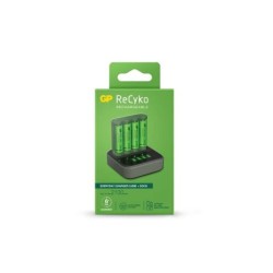 GP ReCyko B421 Dock Pack di caricabatterie USB quotidiano 4 spazi + base di ricarica + 4 batterie ricaricabili AA da 2100 mAh
