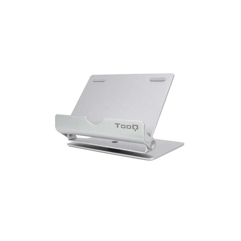 Supporto Tablet Tooq per Tablet fino a 10" - Inclinabile e Girevole - Base Antiscivolo - Colore Argento