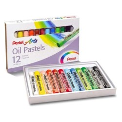 Pastelli a olio Pentel Confezione da 12 pastelli a olio - Morbidi, cremosi e ad asciugatura lenta - Colori assortiti