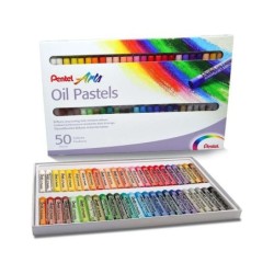 Pastelli a olio Pentel Confezione da 50 pastelli a olio - Morbidi, cremosi e ad asciugatura lenta - Colori assortiti