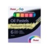 Pentel Oil Pastels Pack de 6 Pasteles Oleo Fluorescentes - Blandos, Cremosos y de Secado Lento - Colores Fluorescentes Surtidos