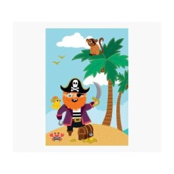 Pictura Tarjeta Zig-Zag - 15x22cm - Tematica Piratas - Tarjeta Triptica - Incluye Sobre Blanco - Papel con Certificacion FSC