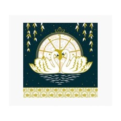 Pictura Biglietto Arabesque - 16x16 cm - Tema Cigni - Biglietto a tre ante - Include busta bianca - Carta certificata FSC