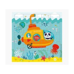 Pictura Tarjeta Puzzle - 15.5x15.5cm - Tematica Submarino - 25 Piezas - Incluye Sobre Blanco - Certificacion FSC