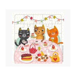 Pictura Tarjeta Puzzle de Gatos - 15.5x15.5cm - 25 Piezas - Tematica Felina - Incluye Sobre Blanco - Certificacion FSC