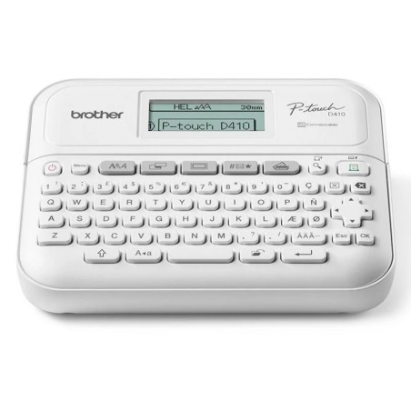 Etichettatrice elettronica Brother P-Touch D410 - Con connessione PC - Schermo LCD - Larghezza max. Nastro da 18 mm - Colore bia