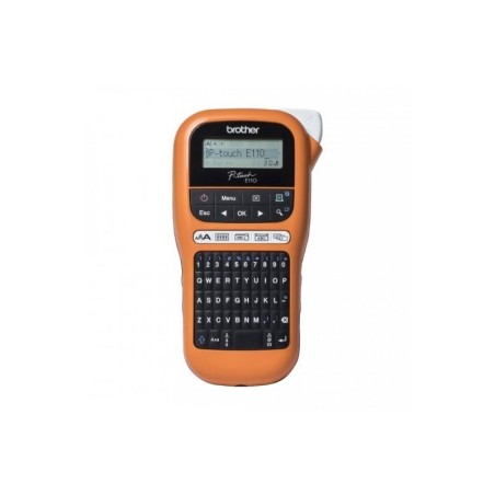 Etichettatrice elettronica portatile Brother PT-H110VP - Schermo LCD - 200 simboli - Velocità 20mm - Colore Nero/Arancione