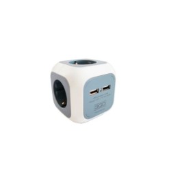 Multipresa 3GO 4 Prese + 2xUSB - Forma Cubo - 2.1A - Colore Bianco