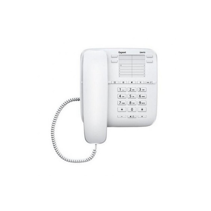Gigaset DA410 Telefono Fijo para Pared o Sobremesa - Manos Libres - 4 Teclas de Marcacion Directa - Control de Volumen Gigaset DA410 Telefono Fijo para Pared o Sobremesa - Manos Libres - 4 Teclas de Marcacion Directa - Control de Volumen
