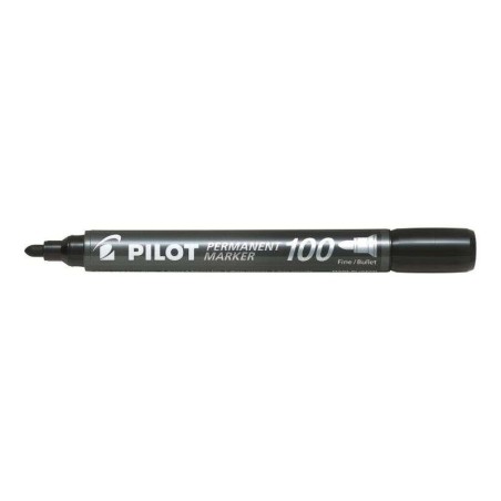 Pennarello permanente Pilot 100 - Punta tonda fine 4,5 mm - Corsa 1 mm - Colore nero 12pz 12pz