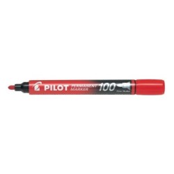 Pennarello permanente Pilot 100 - Punta tonda fine 4,5 mm - Corsa 1 mm - Colore rosso 12pz 12pz