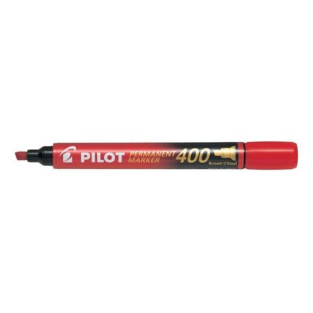 Pilot Rotulador Permanente 400 - Punta Biselada 4,5mm - Trazo 4mm - Color Rojo